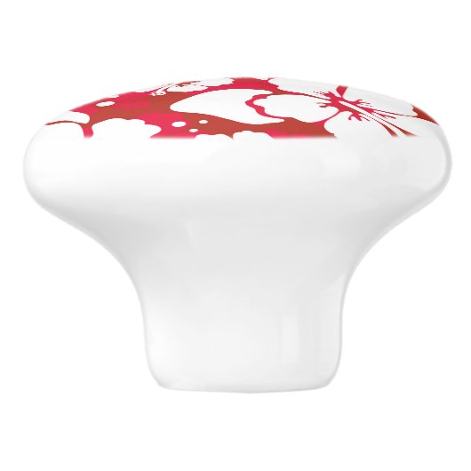 Hibiscus Flowers Pattern Keramische Knop (Zijkant)