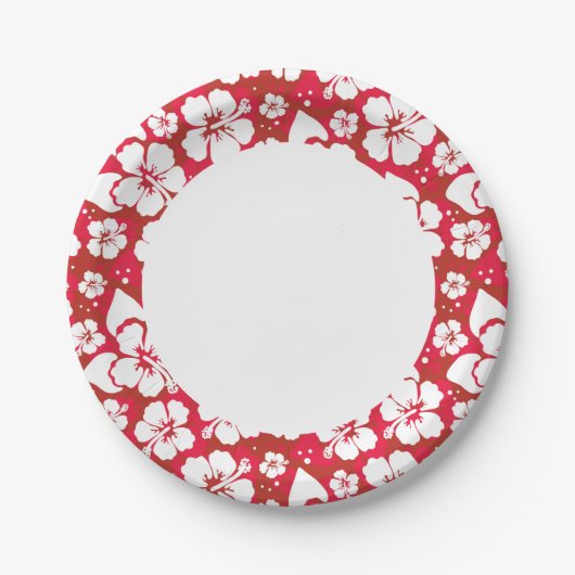 Hibiscus Flowers Pattern Papieren Bordje (Voorkant)