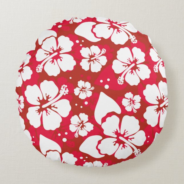 Hibiscus Flowers Pattern Rond Kussen (Voorkant)