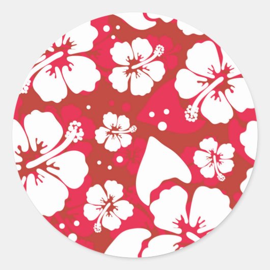 Hibiscus Flowers Pattern Ronde Sticker (Voorkant)