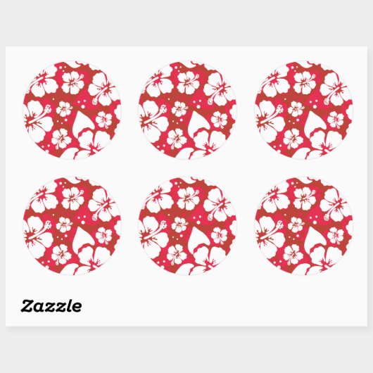 Hibiscus Flowers Pattern Ronde Sticker (Vel)