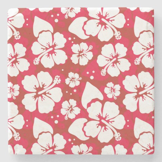 Hibiscus Flowers Pattern Stenen Onderzetter (Voorkant)