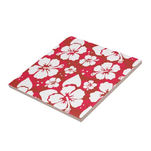 Hibiscus Flowers Pattern Tegeltje (Zijkant)