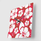 Hibiscus Flowers Pattern Vierkante Klok (Hoek)