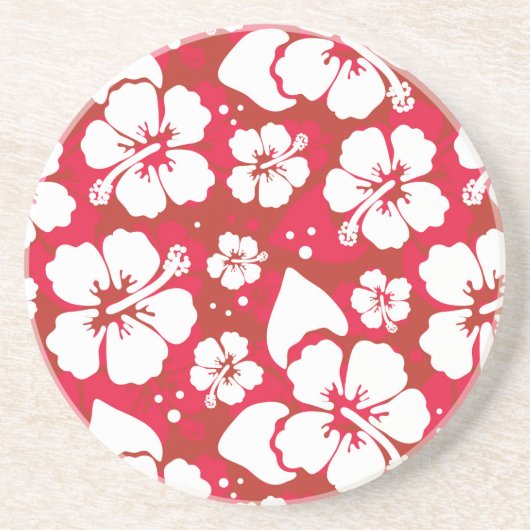 Hibiscus Flowers Pattern Zandsteen Onderzetter (Voorkant)