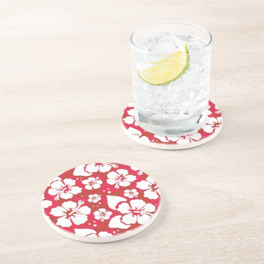 Hibiscus Flowers Pattern Zandsteen Onderzetter (Zijkant)