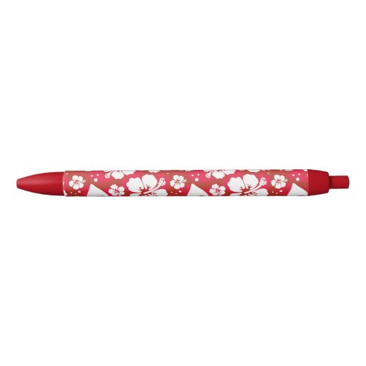 Hibiscus Flowers Pattern Zwarte Inkt Pen (Voorkant)