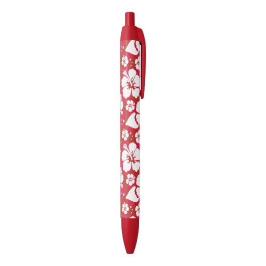 Hibiscus Flowers Pattern Zwarte Inkt Pen (Achterkant (Verticaal))
