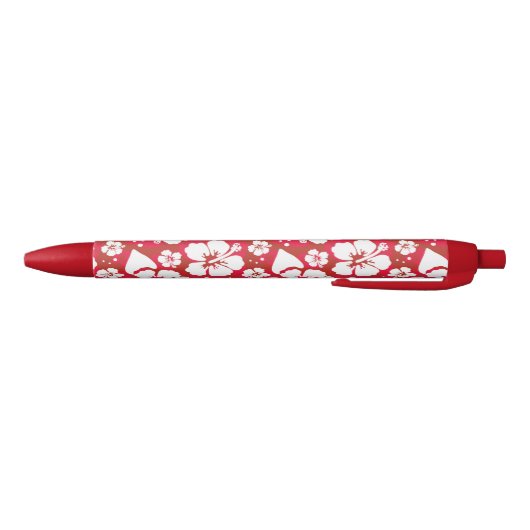 Hibiscus Flowers Pattern Zwarte Inkt Pen (Bodem)
