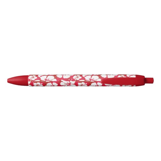 Hibiscus Flowers Pattern Zwarte Inkt Pen (Achterkant)