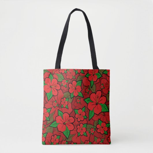 Hibiscus Flowers Red Tote Bag (Voorkant)