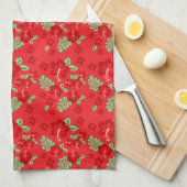 Hibiscus Flowers Red Tropical Pattern Theedoek (Quarter Fold)