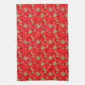 Hibiscus Flowers Red Tropical Pattern Theedoek (Verticaal)
