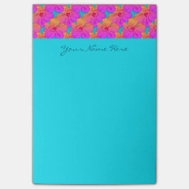 Hibiscus Flowers Roze op Turquoise Post-it® Notes