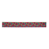 Hibiscus flowers satin ribbon satijnen lint (Voorkant)