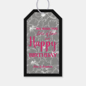 Hibiscus Flowers Sketch Black Cadeaulabel (Voorkant)