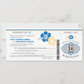 Hibiscus Flowers Spain Boarding Pass Wedding Kaart (Voorkant)