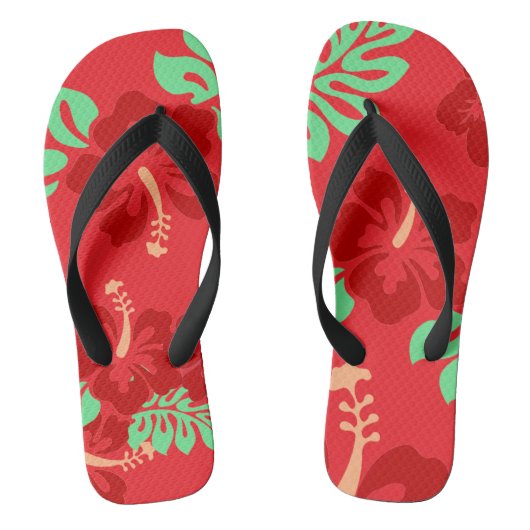 Hibiscus Flowers Ted Tropical Pattern Teenslippers (Voetbed)