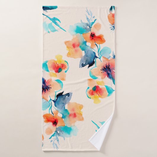Hibiscus flowers watercolor illustration pattern badhanddoek (Badhanddoek)