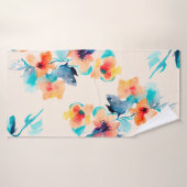 Hibiscus flowers watercolor illustration pattern badhanddoek (Badhanddoek)
