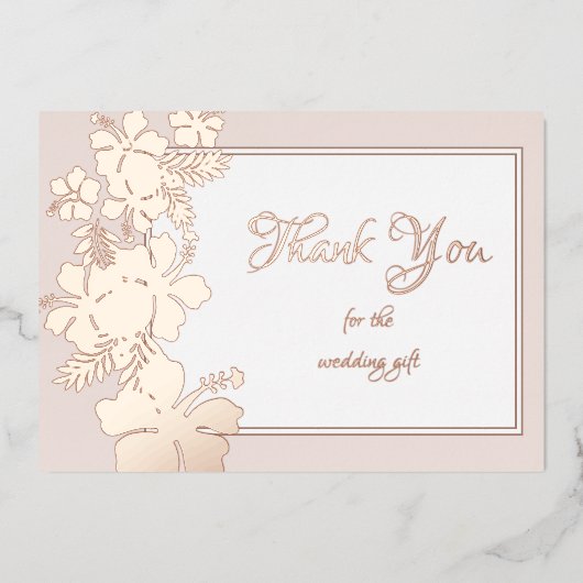 Hibiscus Folie alle keren Elegant Dank je wel Folie Uitnodiging (Voorkant)