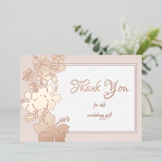 Hibiscus Folie alle keren Elegant Dank je wel Folie Uitnodiging (Staand Voorkant)