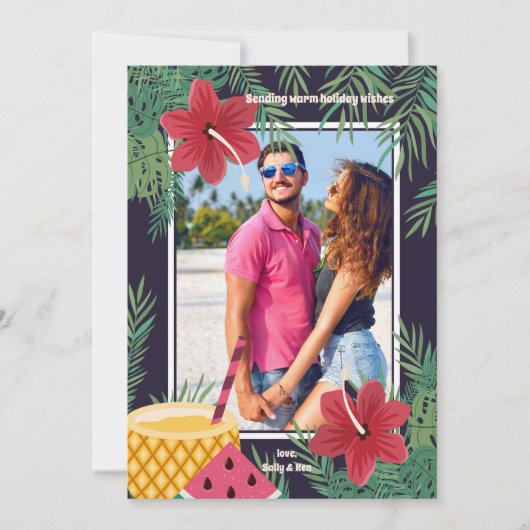 Hibiscus foto-Wenskaart Feestdagenkaart (Voorkant)