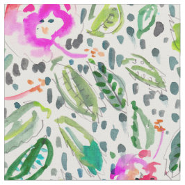 Hibiscus Frolic Painterly Waterverf Stof