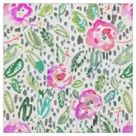 Hibiscus Frolic Painterly Waterverf Stof