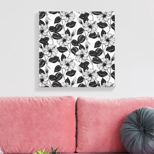 Hibiscus garden canvas afdruk (Insitu (Woonkamer))