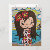 Hibiscus Girl Briefkaart (Voorkant / Achterkant)