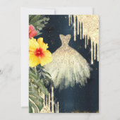 Hibiscus Gold Drips, Jurk Donkerblauw Zoet 16 Kaart (Achterkant)