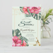 Hibiscus, Gold Heels Glitter Sweet 16 Kaart (Staand voorkant)