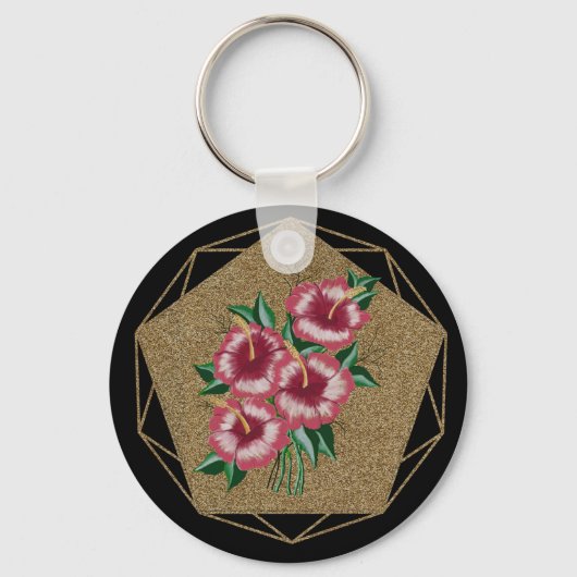 Hibiscus gold sleutelhanger (Voorkant)