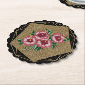 Hibiscus goud kartonnen onderzetters (Gekanteld)