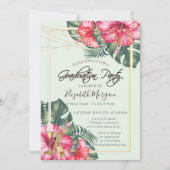 Hibiscus, Gouden Hakken Glitter Afstuderen Kaart (Voorkant)