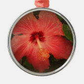Hibiscus Grunge Metalen Ornament (Voorkant)
