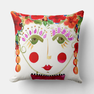 Hibiscus - Gypsy Garden Girl Cotton Pillow Kussen