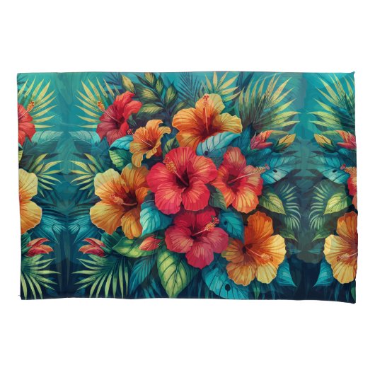 Hibiscus Harmony: een tropische tapestry kussenhoe Kussensloop (Voorkant)