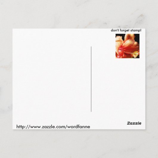 hibiscus hart briefkaart (Achterkant)