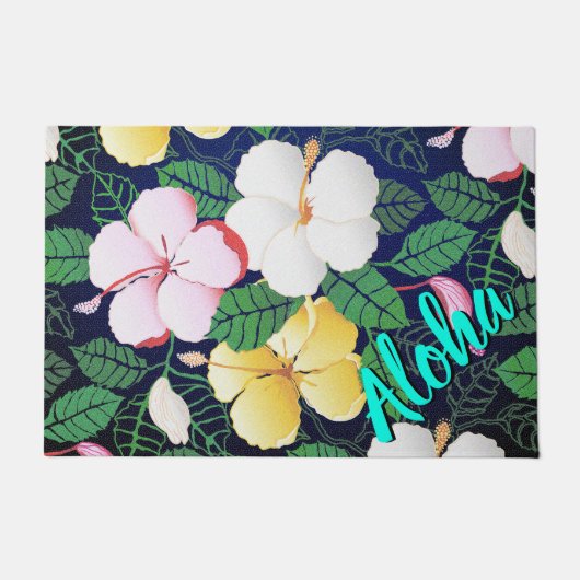 Hibiscus Hawaïaanse Tropische Bloemen Deurmat (Voorkant)