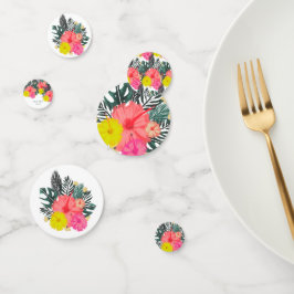 Hibiscus Hawaii Tropical Hand Drawn Bright Wedding Confetti