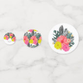 Hibiscus Hawaii Tropical Hand Drawn Bright Wedding Confetti (Achterkanten)