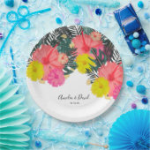 Hibiscus Hawaii Tropical Hand Drawn Bright Wedding Papieren Bordje (Feest)