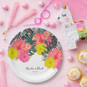 Hibiscus Hawaii Tropical Hand Drawn Bright Wedding Papieren Bordje (Feest)