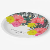Hibiscus Hawaii Tropical Hand Drawn Bright Wedding Papieren Bordje (Gekanteld)