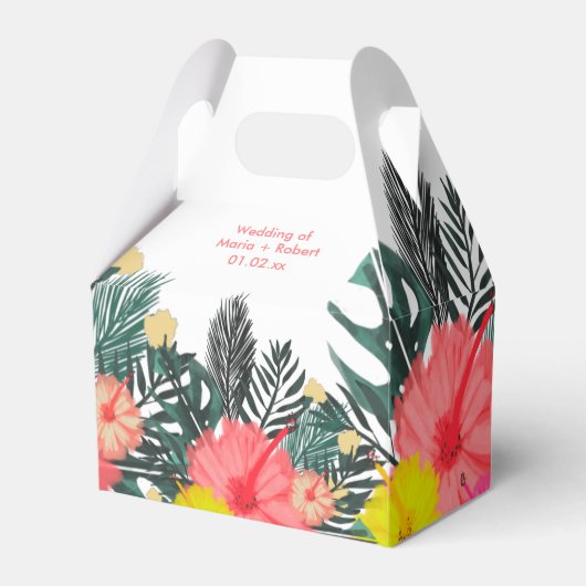 Hibiscus Hawaii Tropisch Handgetekende Bruiloft Bedankdoosjes (Voorkant Zijde)