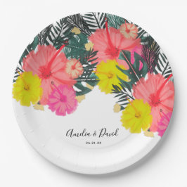 Hibiscus Hawaii Tropische Handgetekende Bruiloft Papieren Bordje