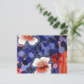 Hibiscus Hawaiian Abstracte Floral Briefkaart (Staand voorkant)
