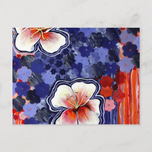 Hibiscus Hawaiian Abstracte Floral Briefkaart